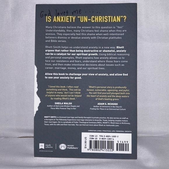 Book  The Anxious Christian: Can God Use Your Anxiety for Good? By Rhett Smith - Picture 3 of 3
